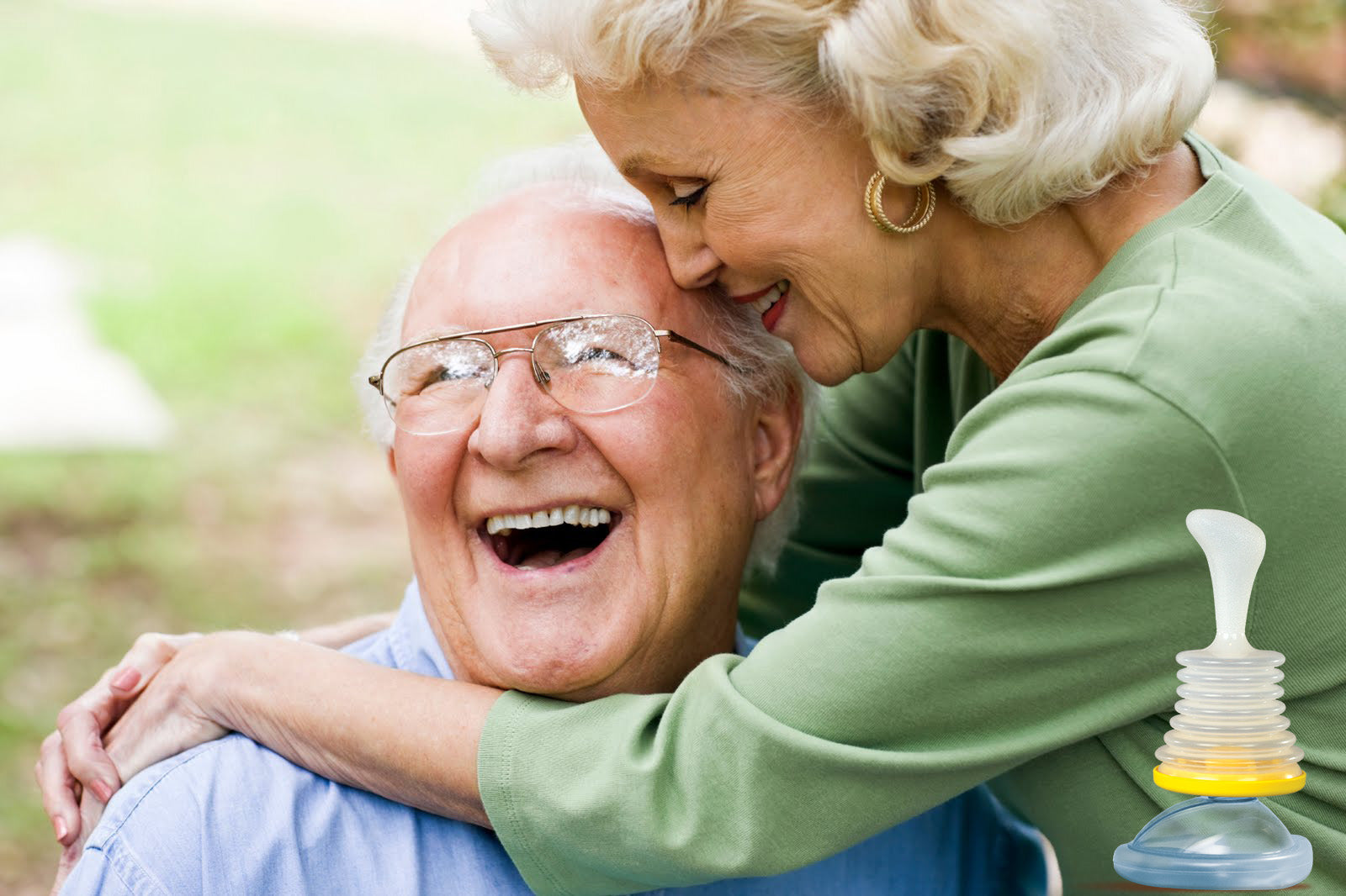 Happy Ederly couple embrace